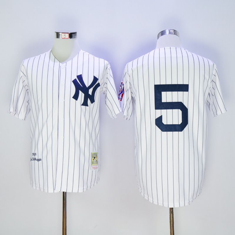 Men New York Yankees 5 Dimaggio White MLB Jerseys